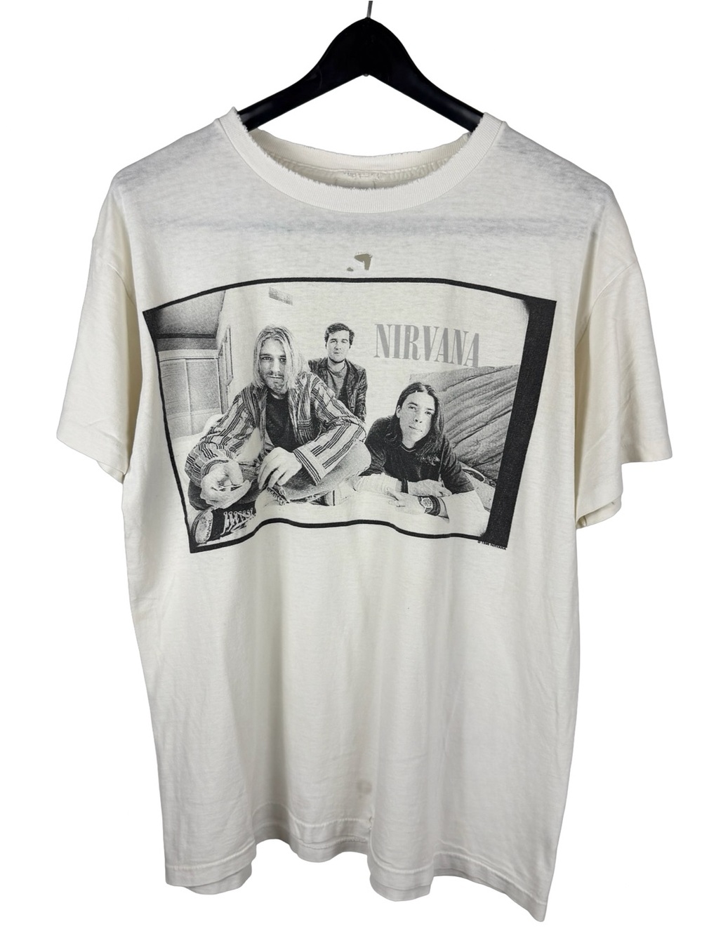 Vintage 1996 Nirvana Kurt Cobain Distressed Band Punk Graphic Shirt Size L